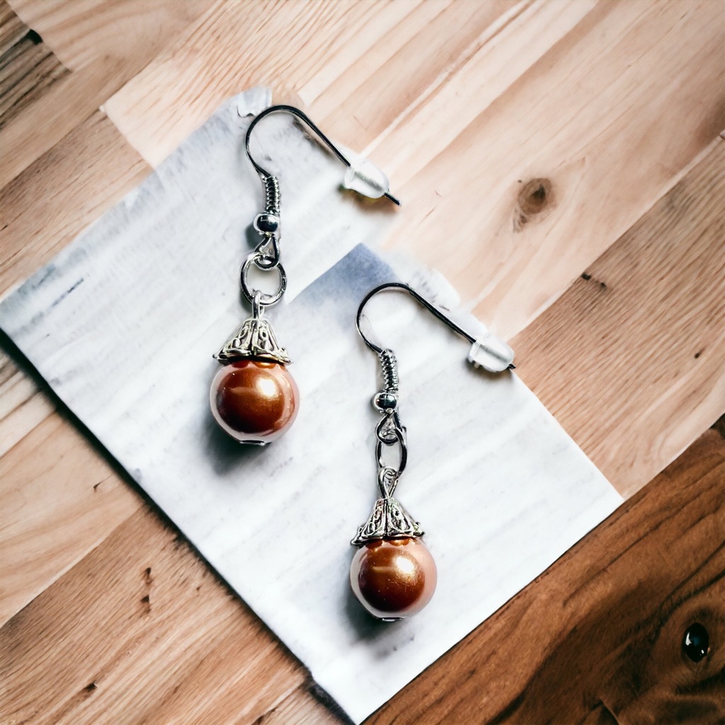 Brown Pearl Bead Earrings